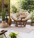 Carica l'immagine nel visualizzatore della galleria, Papasan comodissimo cuscino rotondo trapuntato per la poltrona in rattan, per panca, per lo dondolo