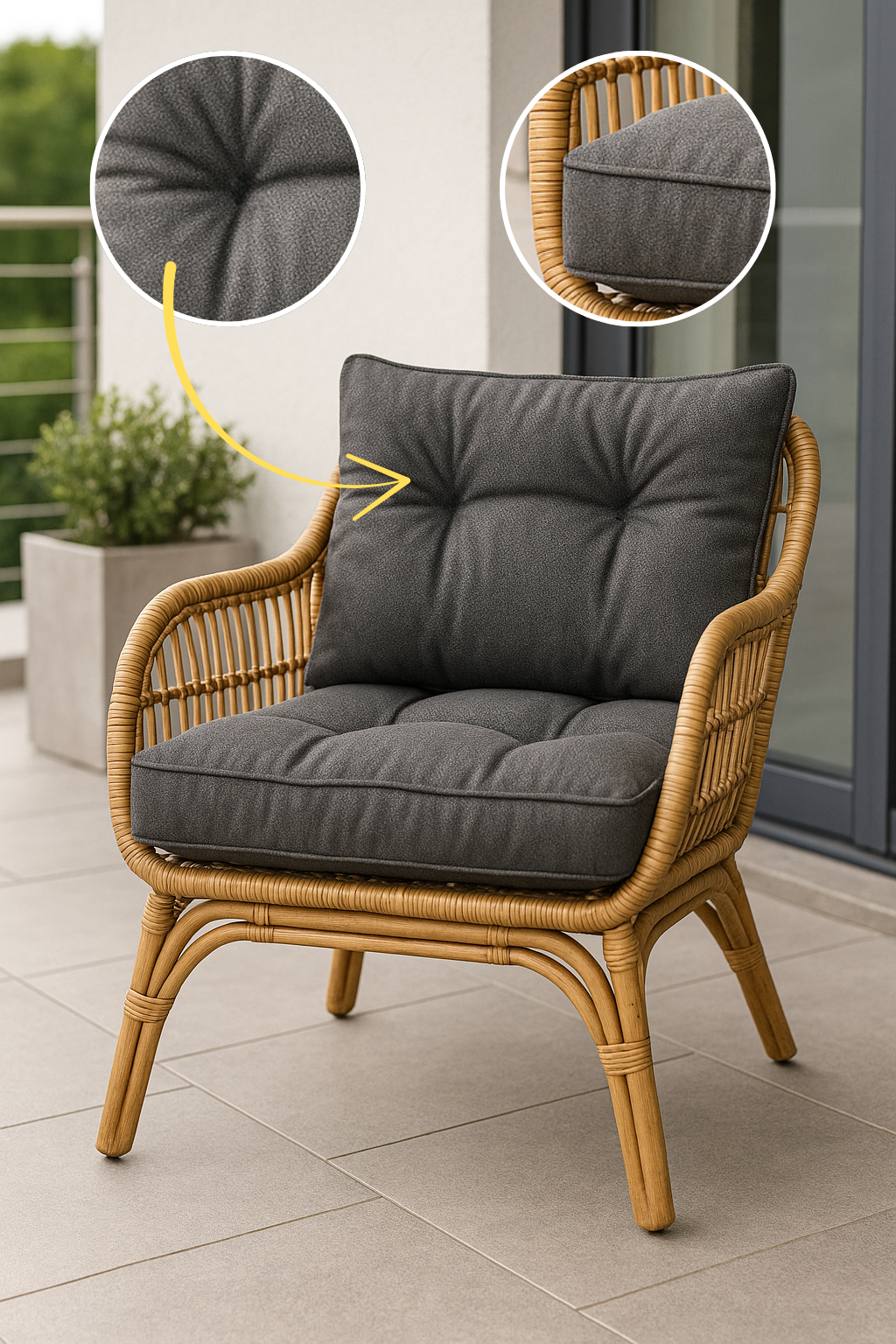 Rattan-Möbelkissen Loungekissen Gesteppt