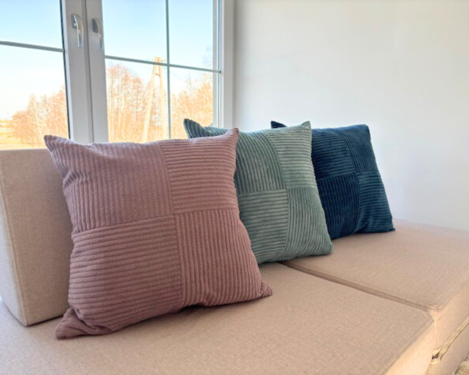 Dekokissen – Cord mit Schachbrettmuster