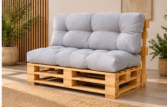 Palettenkissen OSLO CORD – gesteppte Kissen für Palettenmöbel – Indoor