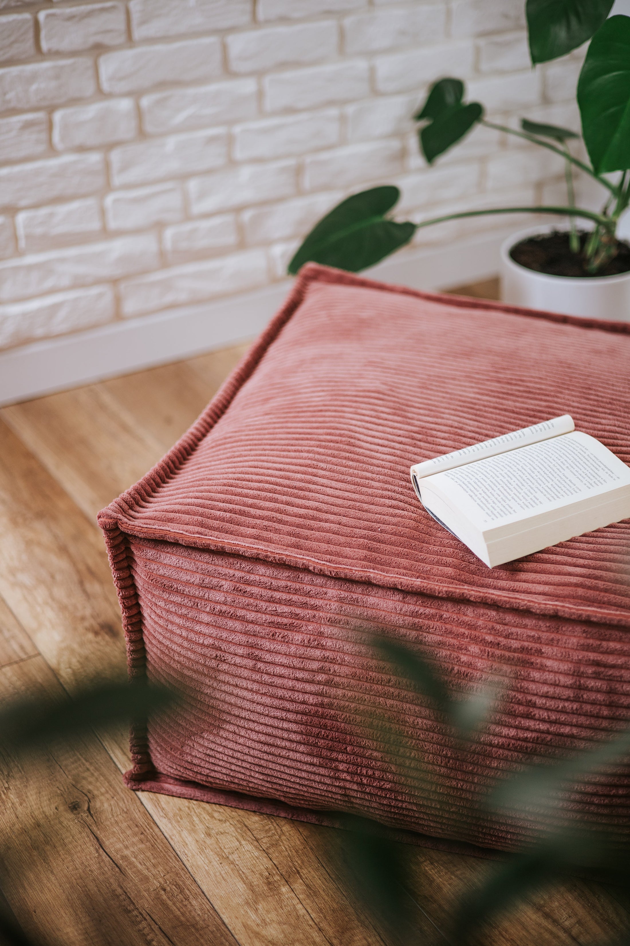 Pouf a sacco quadrato per bambini, sgabello in velluto a coste, ideale per la cameretta dei bambini