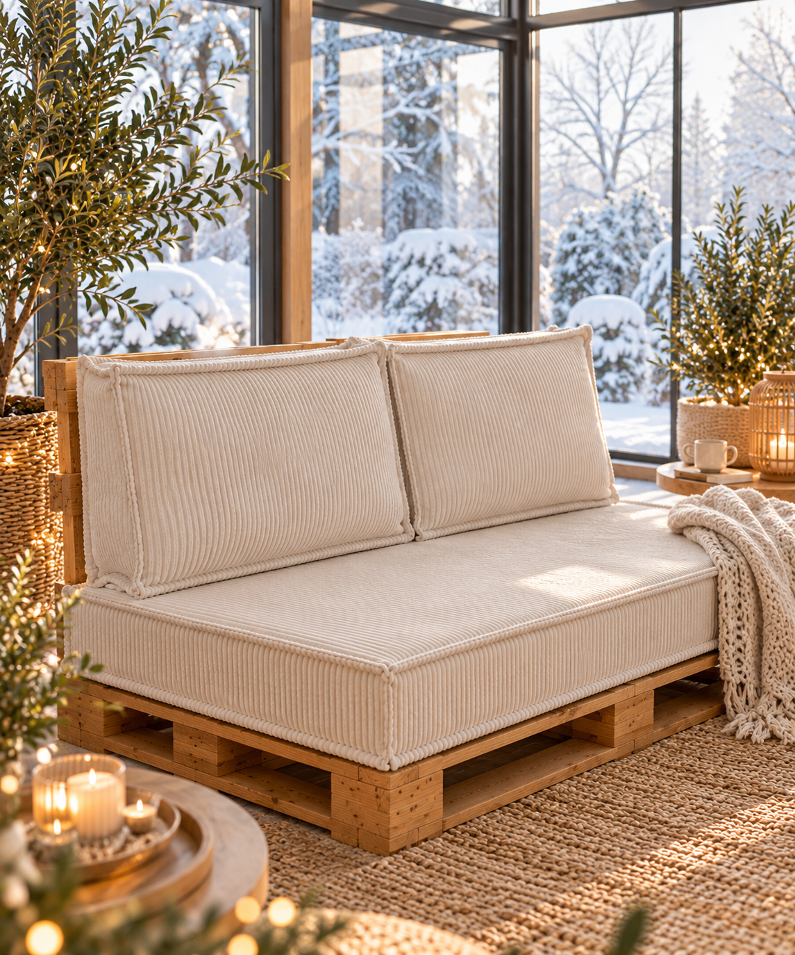Trädgårdskudde pallkudde gjord av manchester CHAMONIX
