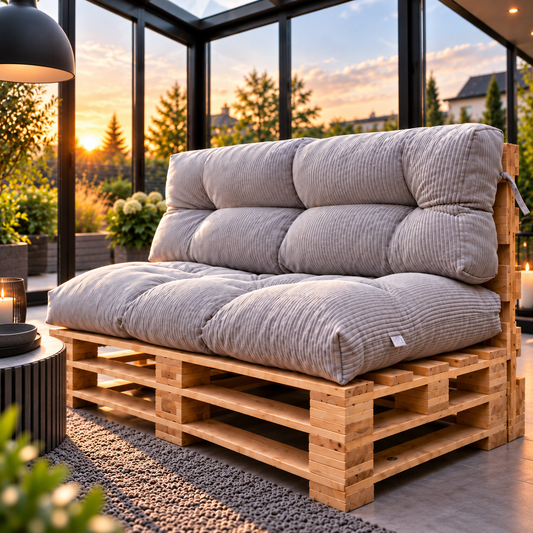 Cojines para Sofá de Palets OSLO CORD – Pana Suave Acolchada – Interior