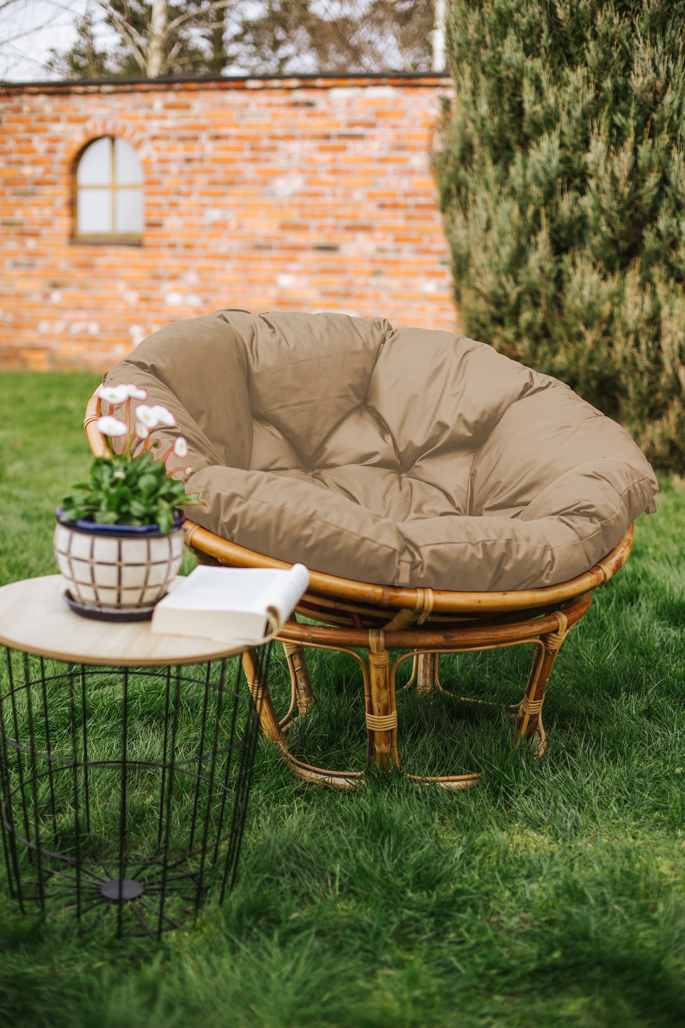 Cuscino Per Poltrona Sospesa In Polyrattan - Beige, 100x120 Cm - Per Altalene Da Giardino E Cocoon - Foto 5
