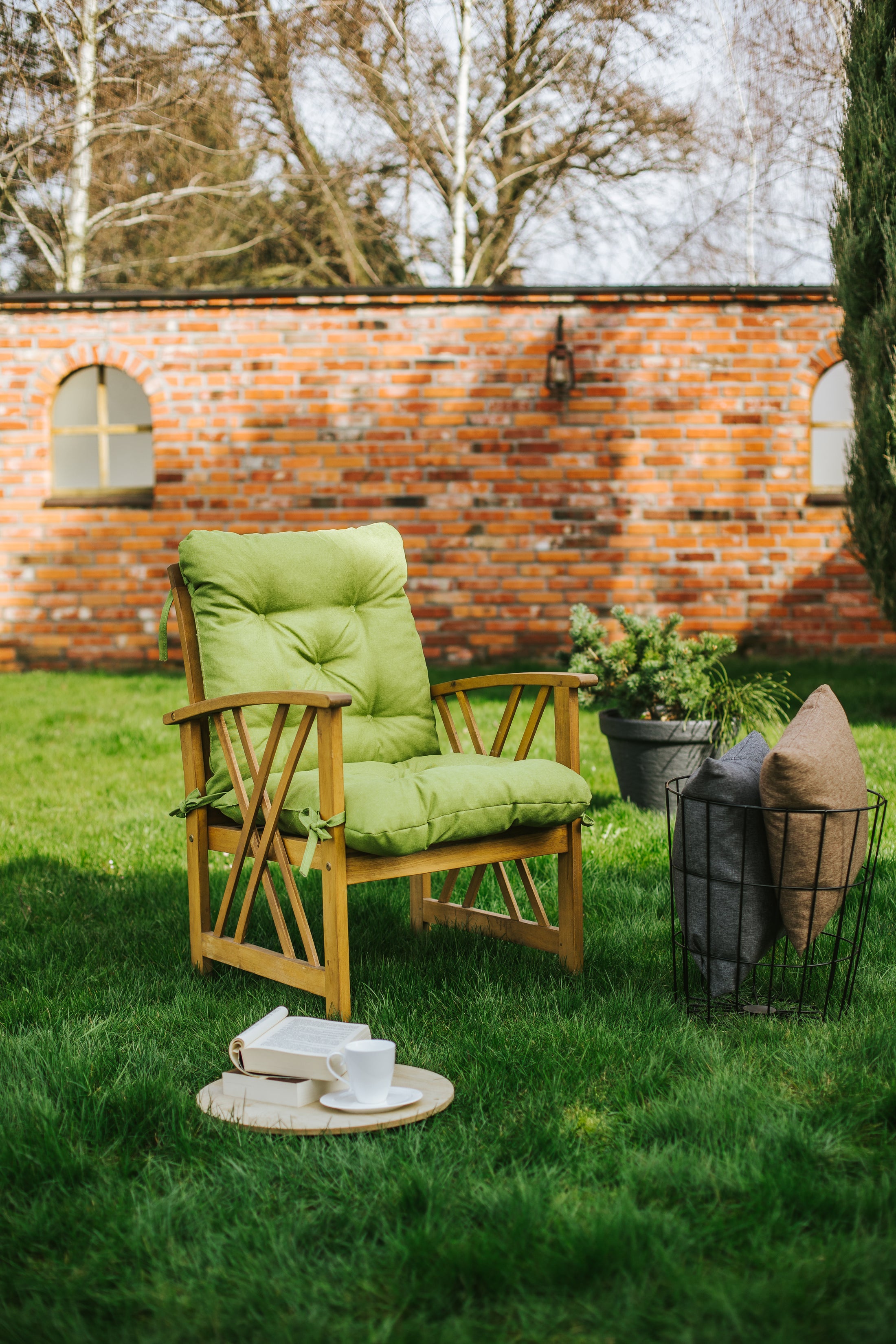 chilly pilley Gartenstuhl Sitzkissen Relax 2 Teilig Kissen Hochlehner Sessel Sitzauflage Gartenschaukelkissen Gartenkissen Garten Kissen Sitzpolster viele Farben