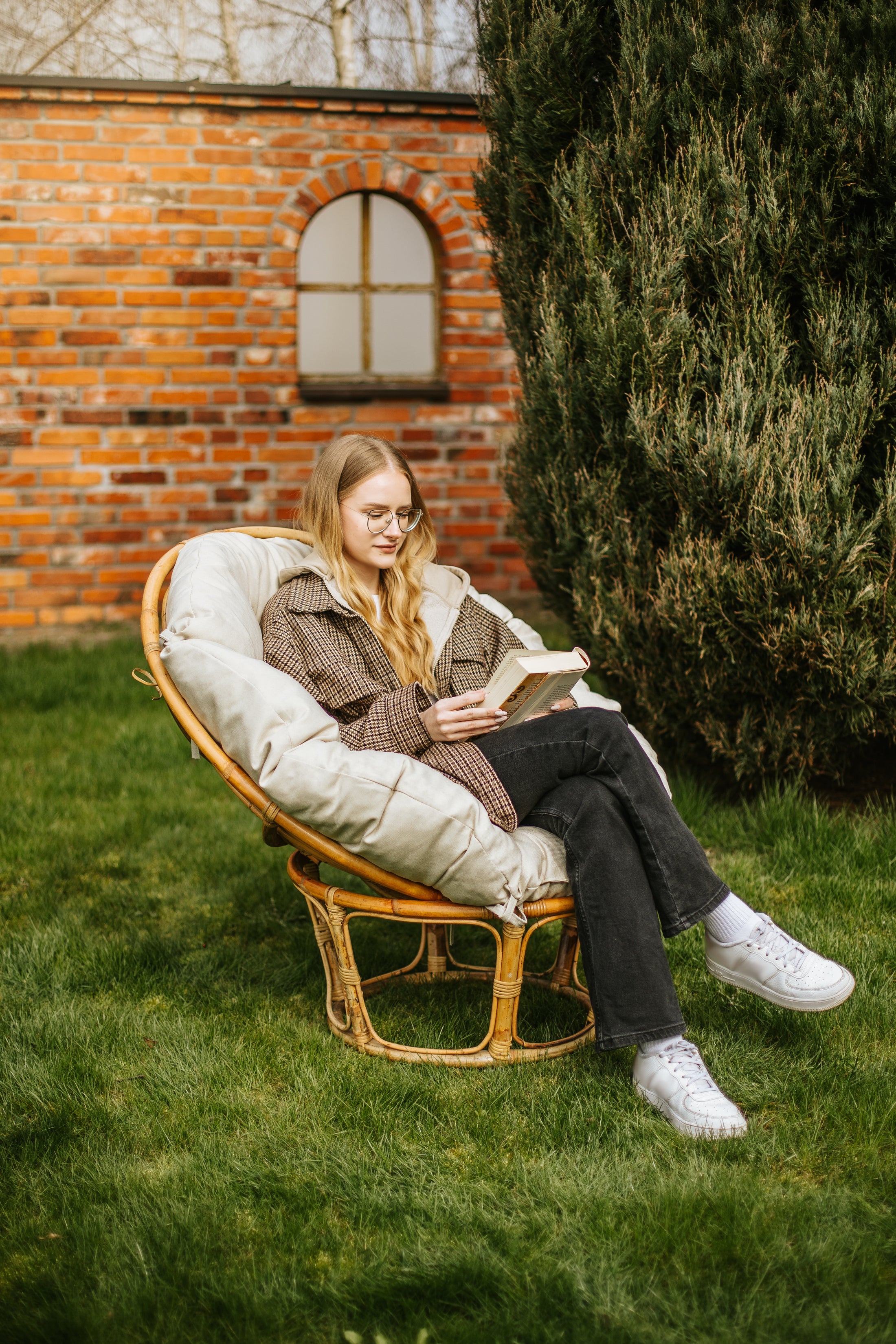 Papasan Papasansessel Rattansessel Auflage Sesselkissen Gartenkissen Sitzkissen Garten Kissen Gesteppt mit Schlaufen Rund