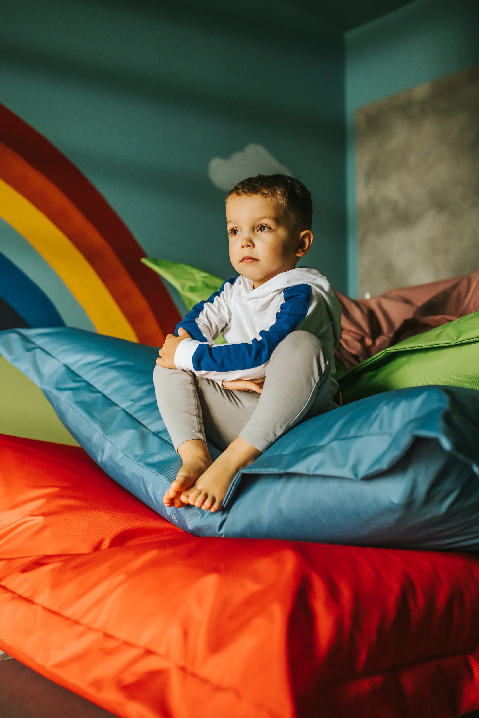 Sacco tipo Beanbag rettangolare in tre diversi dimensioni L, XL, XXL. Impermeabile per sdraiarsi e sedersi per interni ed esterni per salotto cameretta per bambini terazza giardino