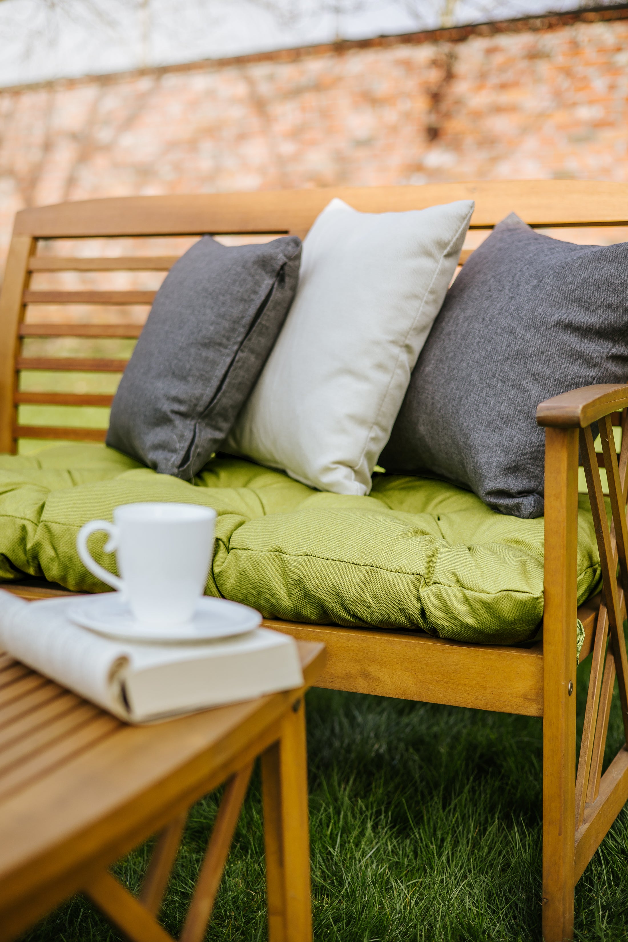 Trapuntato cuscino per panca da giardino con passanti per allacciare